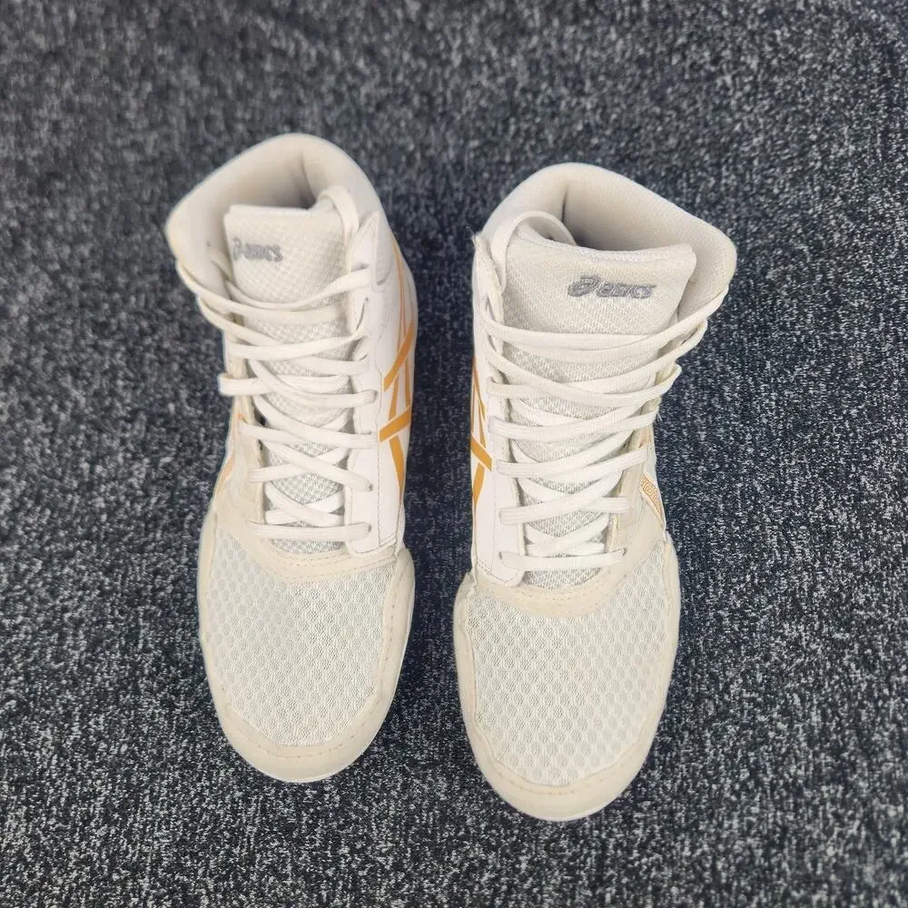 ASICS SNAPDOWN 4 (GS) 'WHITE PURE GOLD' WRESTLING SHOES SZ 4.5